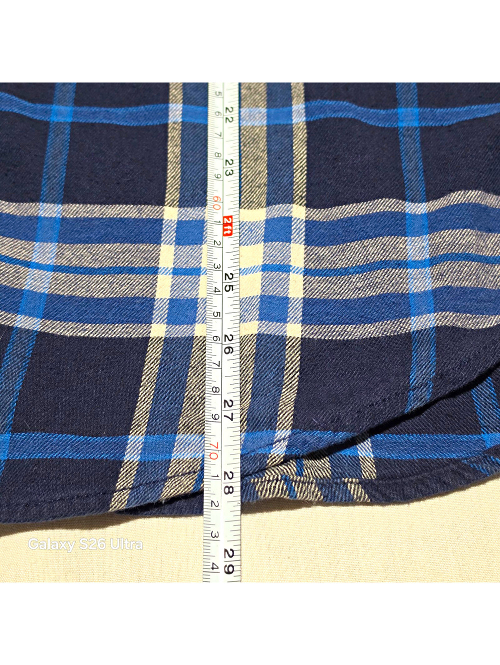 Old Navy Built-In Flex Men's Blue Plaid Flannel Button-Up